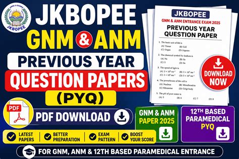 JKBOPEE GNM & ANM Previous Year Question Papers (PYQ) PDF Download