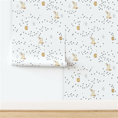 Large Winnie The Pooh Honey Bees Watercolor Sketch Animals Kids Fabric...