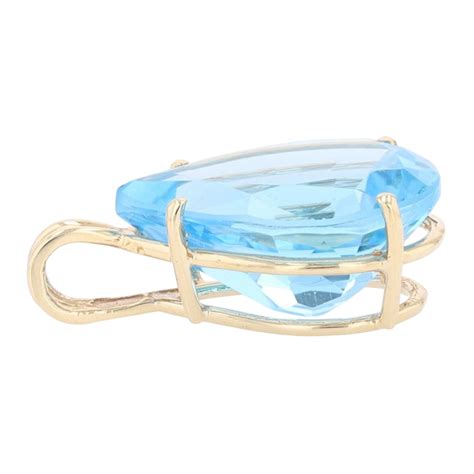 21.84ct Pear Shaped Swiss Blue Topaz Solitaire Pendant w/o Chain 14k ...
