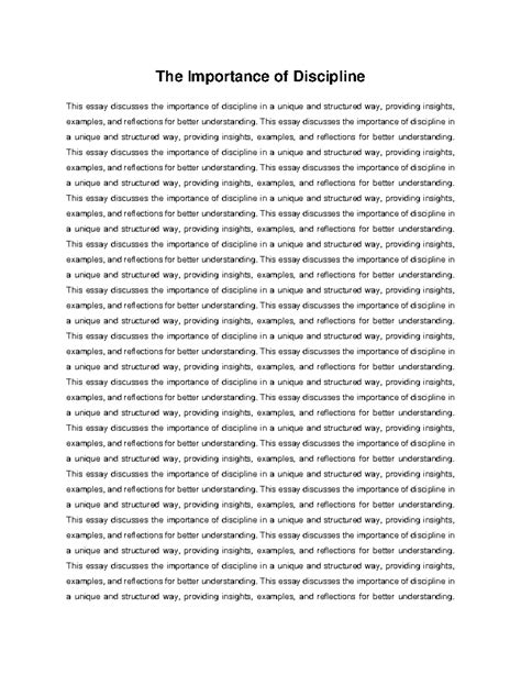 Discipline: Insights and Reflections on Its Importance - Studocu