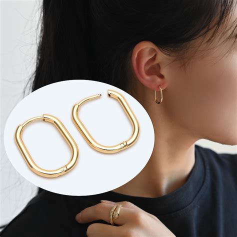 Oval Hoops Gold Plated - Etsy