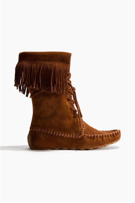 Cizme din piele întoarsă cu franjuri - Maro - FEMEI | H&M RO