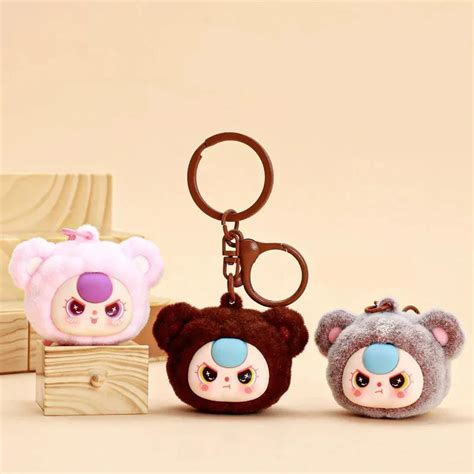 Baby Three Head Flocked Keychain