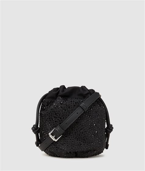 Ikon small rhinestone bucket bag | Black Embellishment | Women | KARL ...
