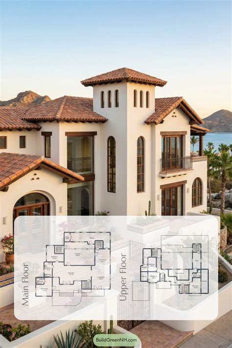 Two-Story, 5 Bed, 3.5 Bath, 3,707 sq. ft. Mediterranean House Floor ...