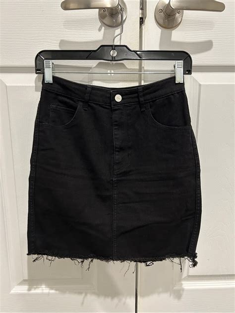 H&M | Skirts | Hm Black Distressed Denim Mini Skirt | Poshmark