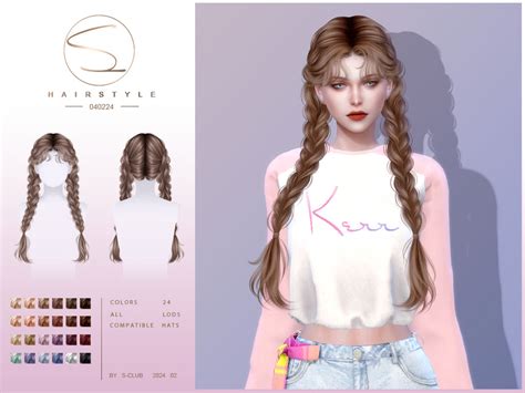 The Sims Resource - Double Braid HAIR 040224 | Sims hair, Braided ...