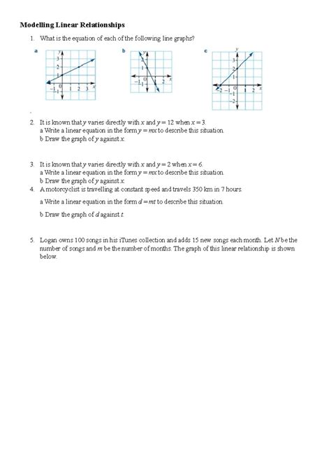 Modelling Linear Relationships: Equations and Graphs Analysis - Studocu
