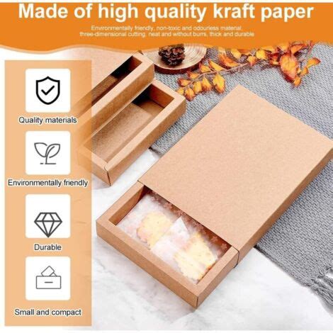 12 cajas de papel kraft con cajones de 19 x 14 x 5,2 cm, con tapa, para ...