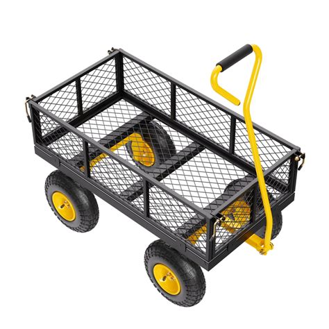 500 Lbs Heavy Duty Steel Garden Cart 2 in 1 Convertible Flatbed ...