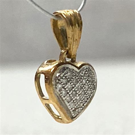 Womens Elegant 10k Yellow Gold Diamond Heart Pendant Charm Anniversary ...