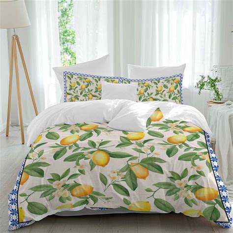 3 Piece Summer Lemon Duvet Cover Set Full Size, Microfiber Comforter ...