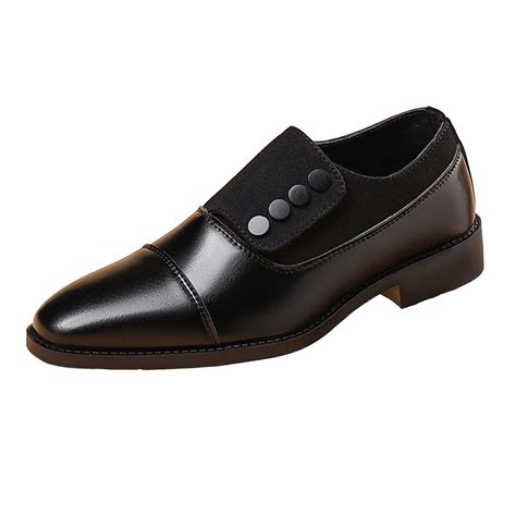 Black Men'S Leather Dress Shoes Summer Solid Color Formal Business Soft ...