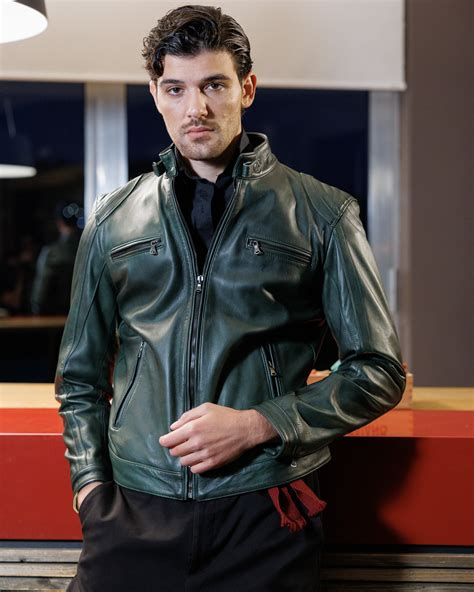 Biker Men's Green Leather Jacket - Avatar | Leather Trend