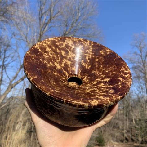19th C. STONEWARE SPITTOON ~ Bennington Rockingham Glaze Antique ...