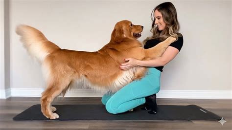Golden retriever Tucker joins the workout session