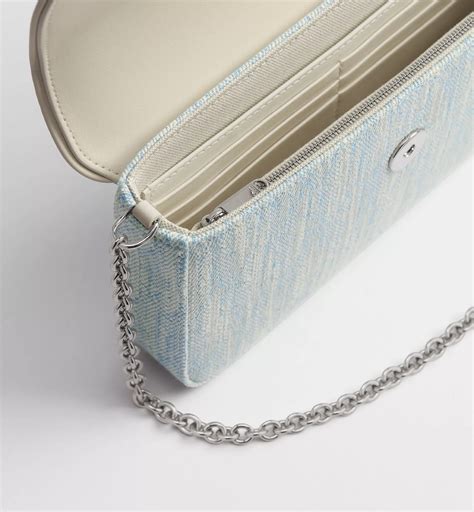 Medium Saddle Pouch with Chain Céleste Blue Dior Oblique Washed ...