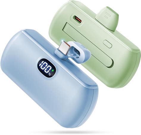 [2 Pack] Mini Portable Charger Usb C, 5000mAh Cell Phone Power Bank, 22 ...