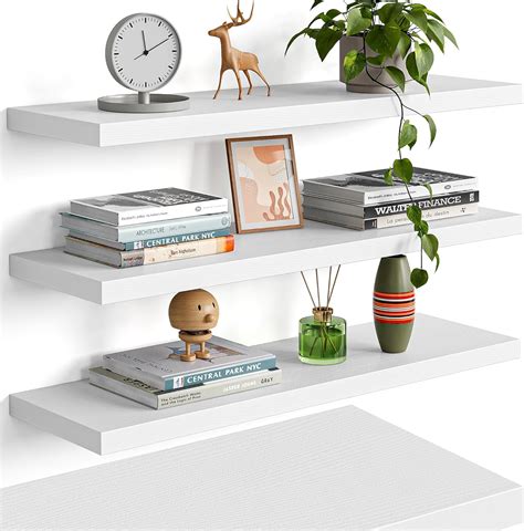 23’’White Floating Shelves for Wall,Rustic Wood Shelf for Room Decor ...