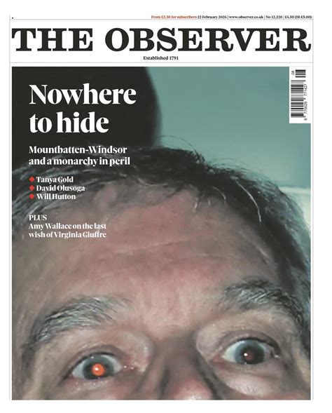 Observer Front Page 8th of March 2026 - Tomorrow's Papers Today!