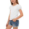 Ashirexll Girls T Shirts Solid Color Round Neck Short Sleeve Top for ...