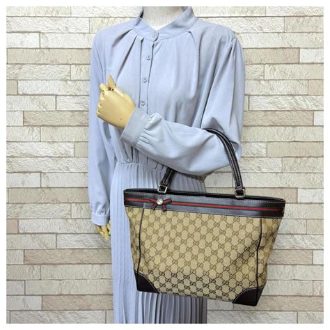 owned Gucci Mayfair Tote Bag in GG Canvas () Beige. Women's. Brown ...