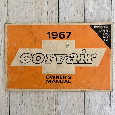 1967 Chevrolet Corvair Owner's Manual User Guide 1st Edition Chevy Motor Booklet - Aug 1966 ...
