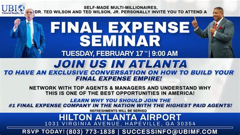 Atlanta Final Expense Meeting Seminar, Hilton Atlanta Airport, 17 ...