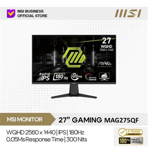 MSI GAMING MONITOR 27 INCH MAG 275QF / MAG275QF RAPID IPS WQHD 2K 1440P ...