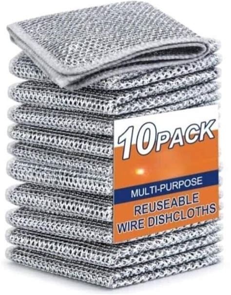 XEAMUSY Non-Scratch Dish Wash Cloth, Steel Wire Dish Cloth, Wire ...