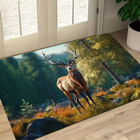 1pc Forest Animal Deer Pattern Welcome Doormat, Non-Slip Floor Mat ...