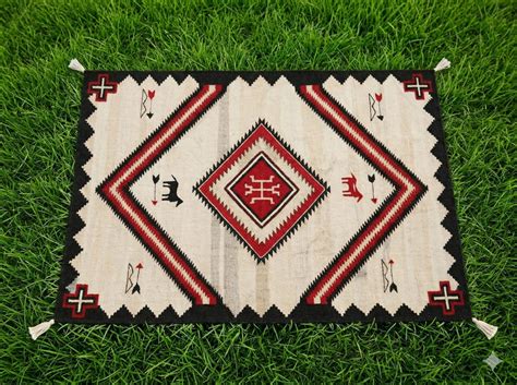 Buy Native American Inspired Rug in Geometric Patterns With Red, Black ...