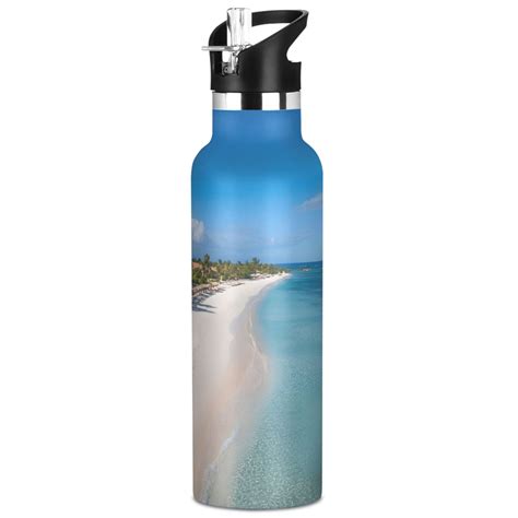 ALAZA Sea Summer Sky Pattern Stainless Steel Water Bottle Vacuum Insulated Leak-Proof Tumbler ...