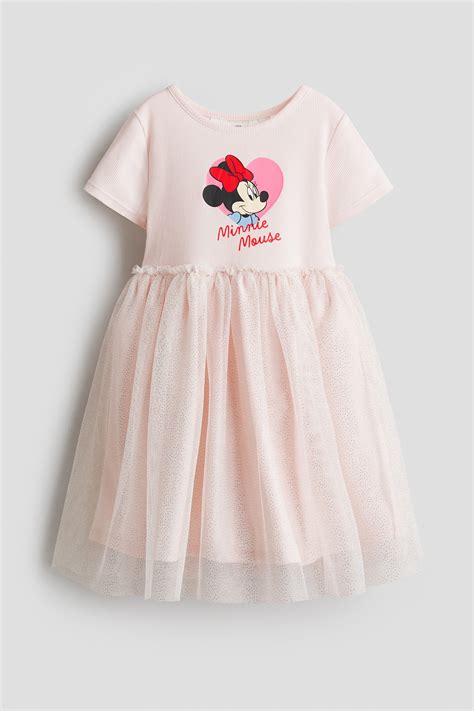 Printed tulle-skirt dress - Light pink/Minnie Mouse - Kids | H&M IN