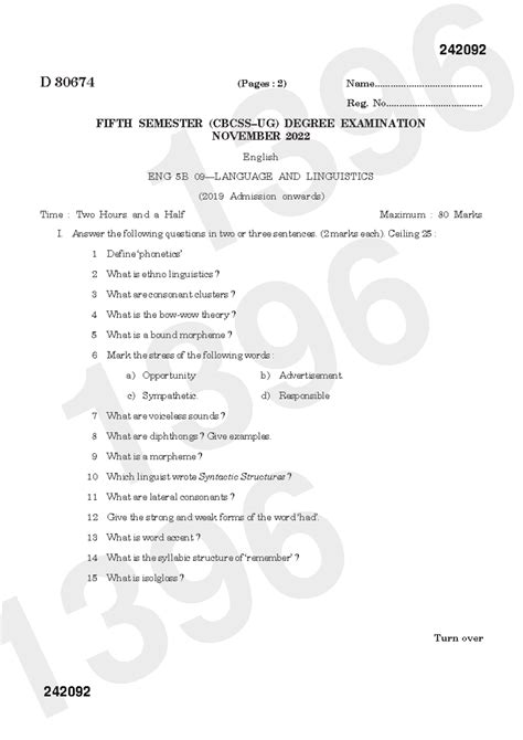 ENG 5B Language and Linguistics Exam Questions - Nov 2022 - Studocu
