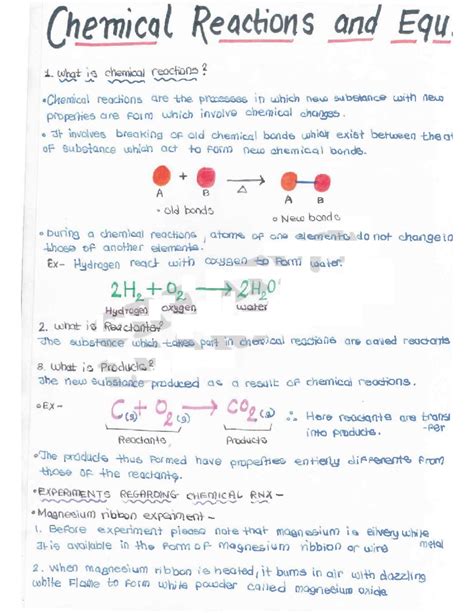 CH-1 Chemical Reactions: Understanding Processes and Equations - Studocu