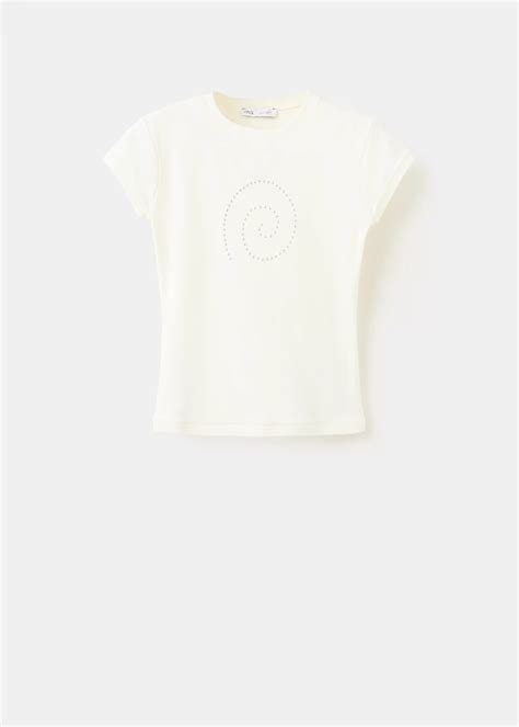 Cotton t-shirt with studs - Women | MANGO Japan