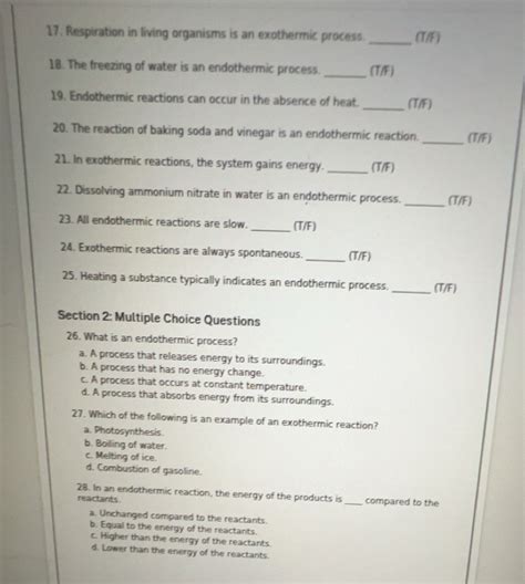 Solved: Respiration in living organisms is an exothermic process. _(T/F ...