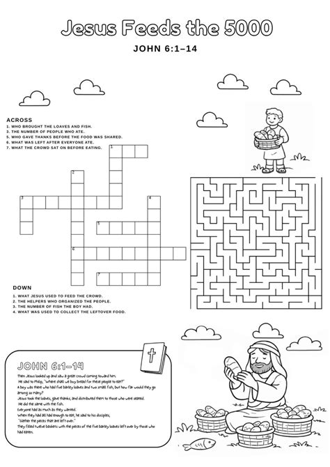 Jesus Feeds the 5000 – Bible Activity Worksheet (John 6:1–14) - Free ...