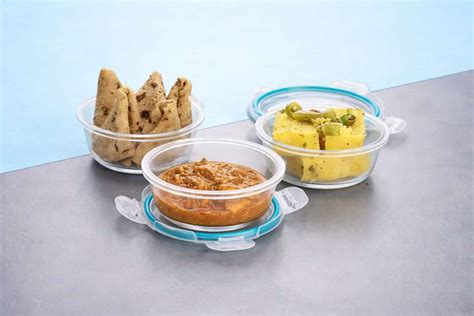 Flipkart.com | Poseet Glass Lunch Box Set of 3 Round Containers for ...