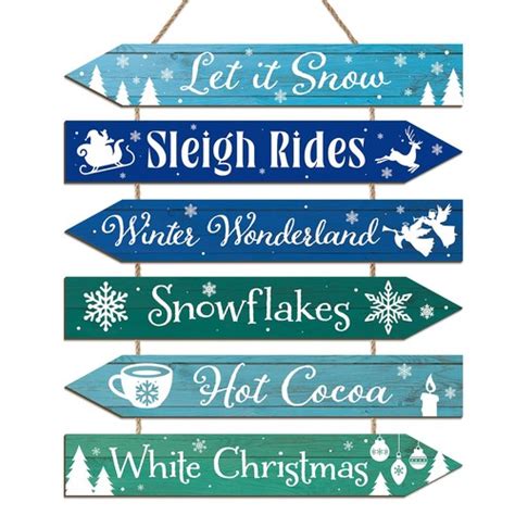 Winter Wooden Hanging Sign, Let It Snow Christmas Welcome Sign for ...