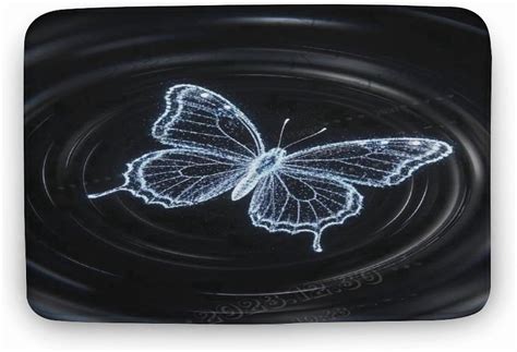Butterfly with Black Background Bath Rug/Floor Mat for Bedroom, Soft ...