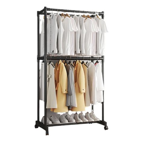 Perchero de Ropa Doble Multifuncion Acero Alta Resistencia - Negro — HTS