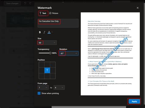 Creating watermarks on PDF files stored in SharePoint and OneDrive ...