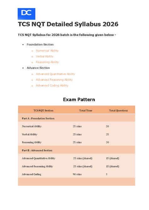 TCS NQT 2026 Detailed Syllabus and Exam Insights - Studocu