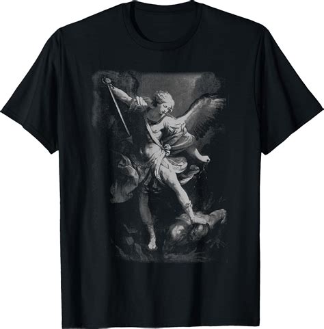 Classic Saint Michael the Archangel Defeating Satan T-Shirt for Faith ...