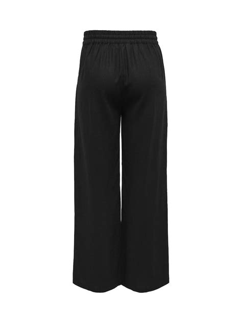 Buy JDY Black Pull On Wide Leg Trousers With Linen from Next India