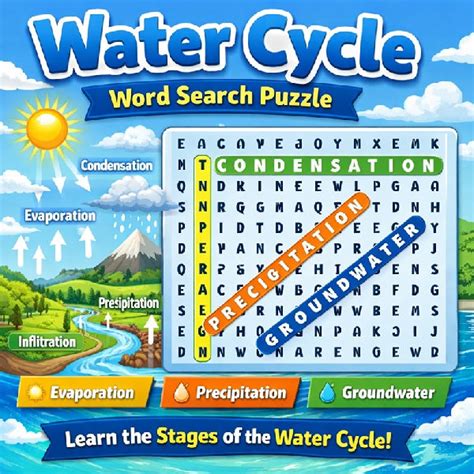 Water Cycle Word Search Puzzle – Science Game | Olympiadtester ...