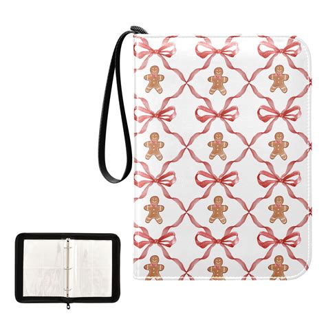 ALAZA Gingerbread Bows Trading Card Binder 4 Pocket Cards Collection ...