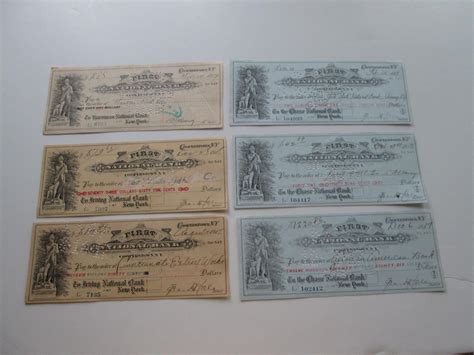 (6) SIX "THE FIRST NATIONAL BANK, COOPERSTOWN, NY" CANCELLED CHECKS ...